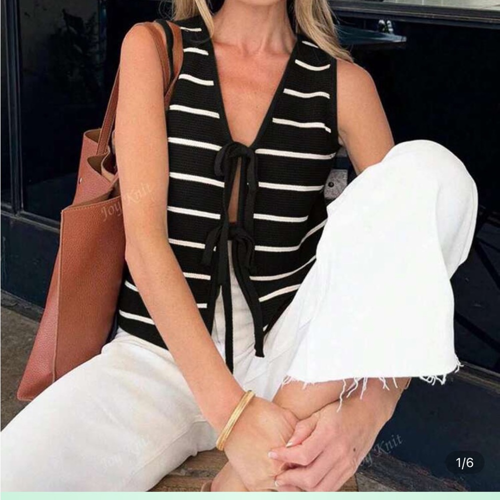 SHEIN Black and White Striped Tank Top